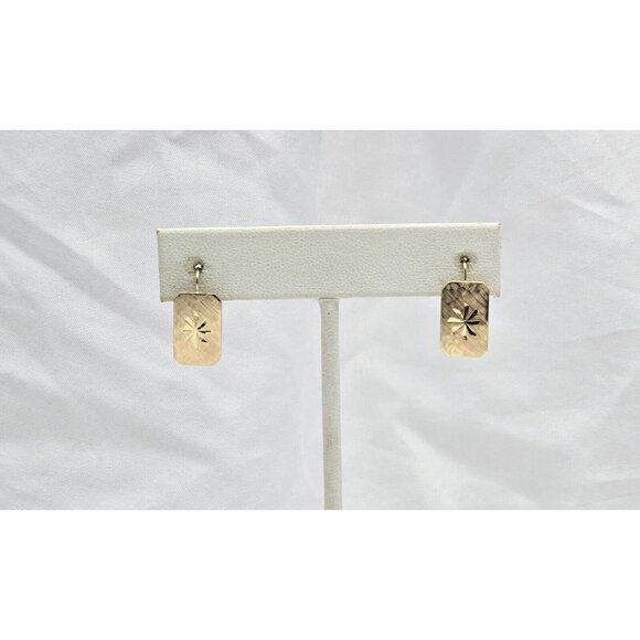 Beautiful 14K Karat Solid Yellow Gold Designer Diamond Cut French Clip Earrings - Picture 5 of 13